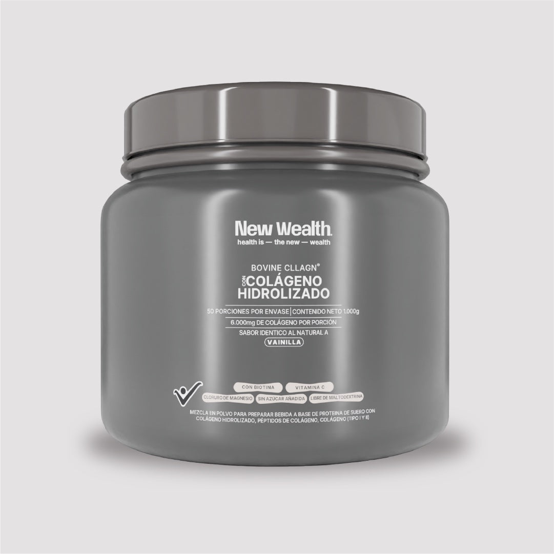 Colágeno hidrolizado bovino — Vainilla — mockup | New Wealth