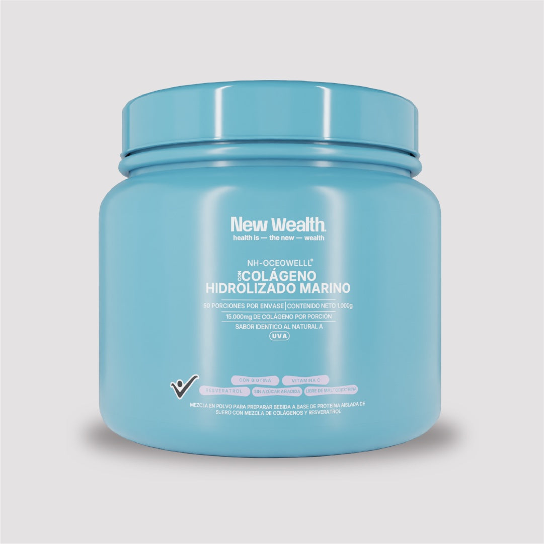 Colágeno hidrolizado marino — Uva — mockup | New Wealth