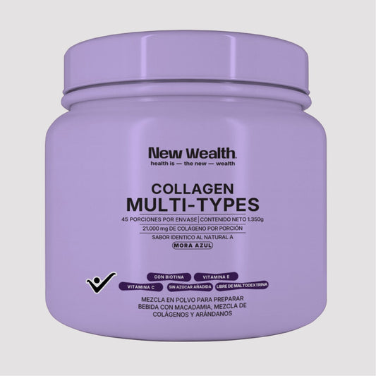 Collagen Multi-Types — empaque frontal Mora Azul | New Wealth