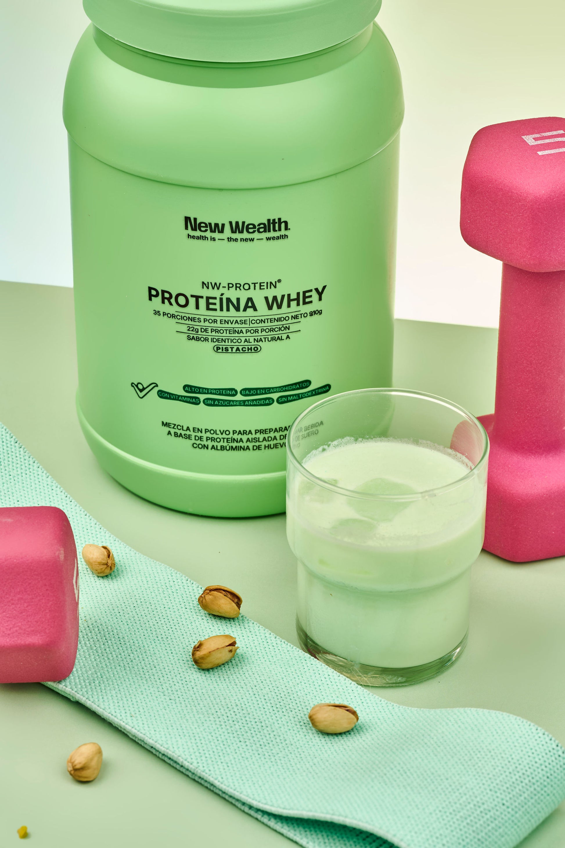Proteína Whey — modo de preparación Pistacho | New Wealth