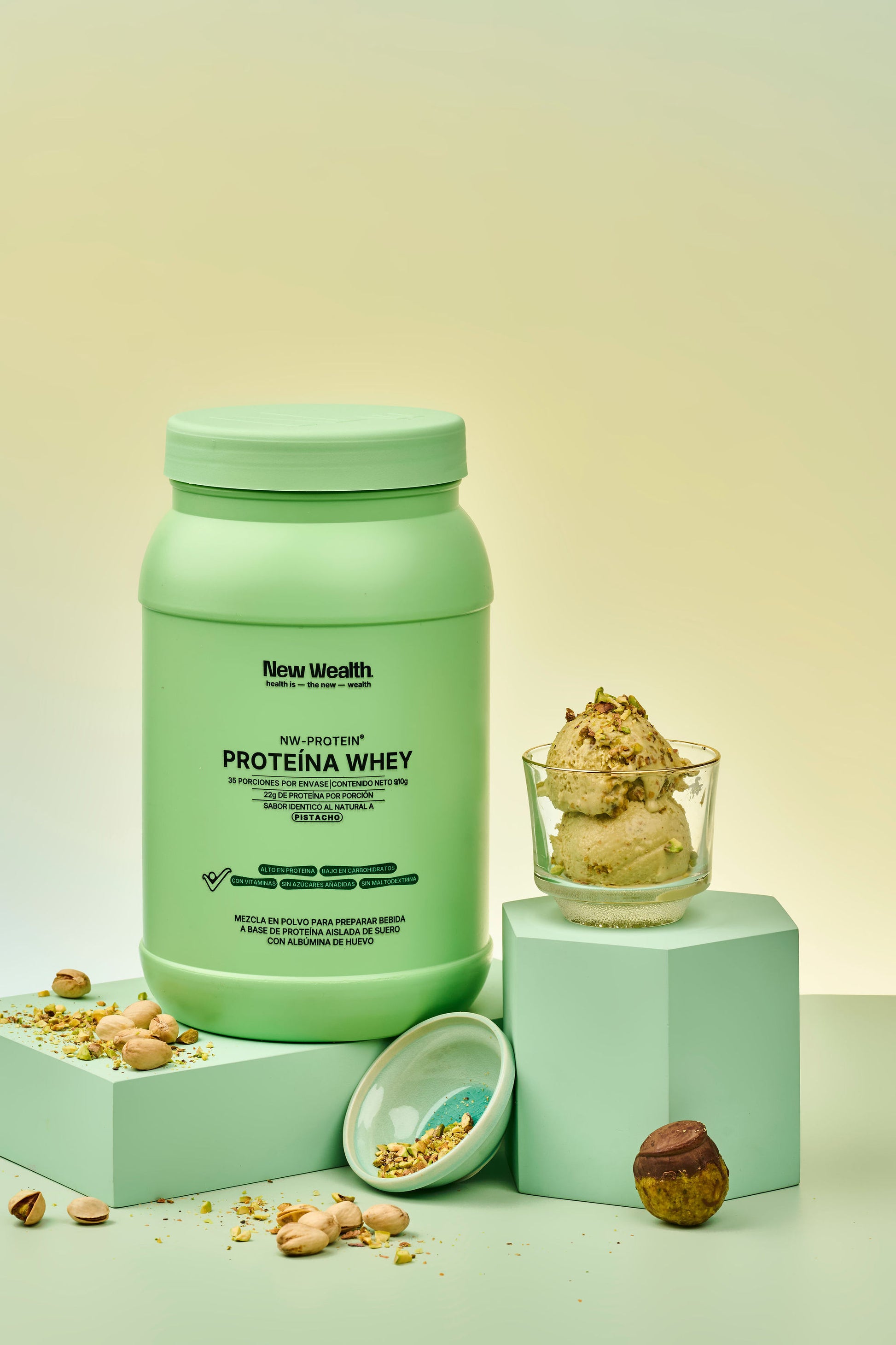 Proteína Whey — portada Pistacho | New Wealth